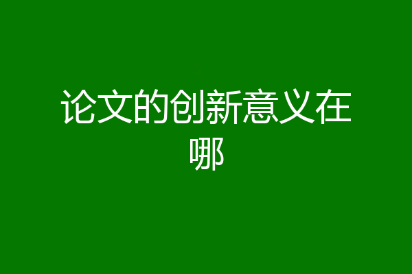 论文的创新意义在哪