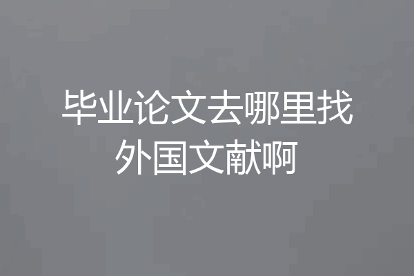 毕业论文去哪里找外国文献啊