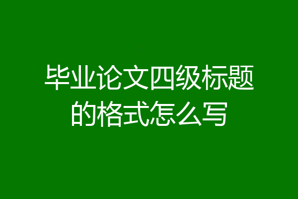 毕业论文四级标题的格式怎么写