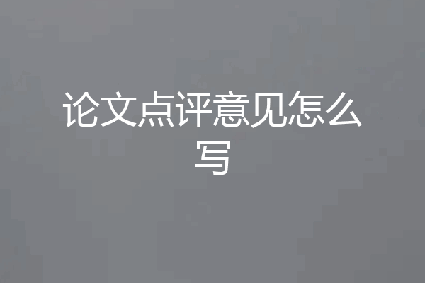 论文点评意见怎么写