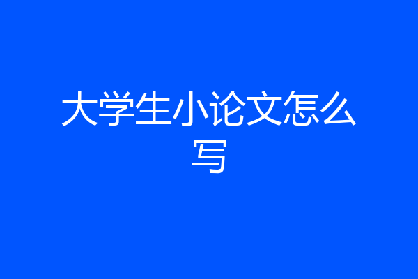 大学生小论文怎么写
