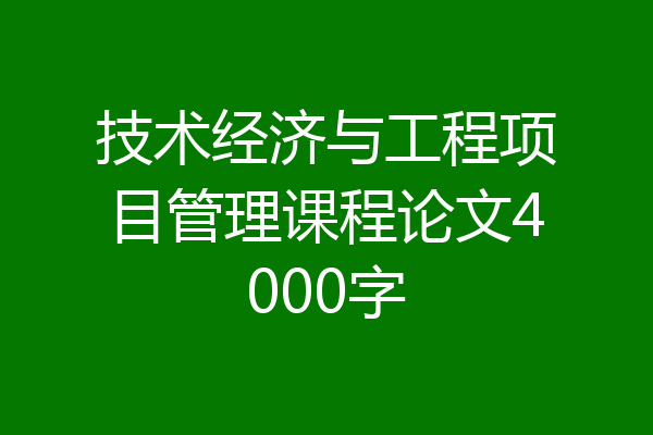 技术经济与工程项目管理课程论文4000字