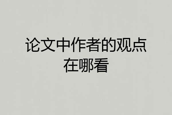 论文中作者的观点在哪看