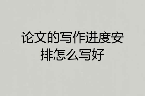 论文的写作进度安排怎么写好