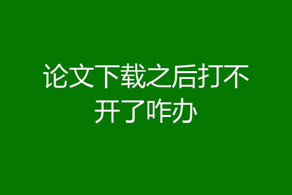 论文下载之后打不开了咋办