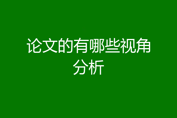 论文的有哪些视角分析