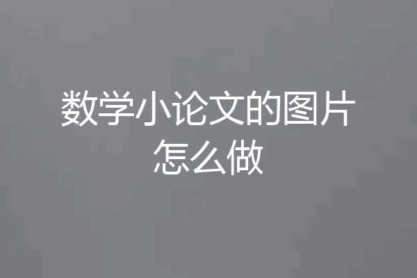 数学小论文的图片怎么做