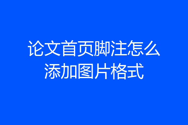 论文首页脚注怎么添加图片格式