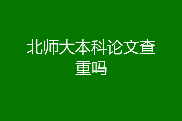 北师大本科论文查重吗