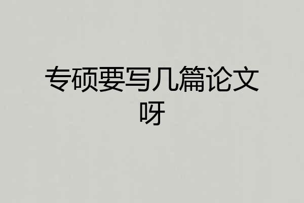 专硕要写几篇论文呀