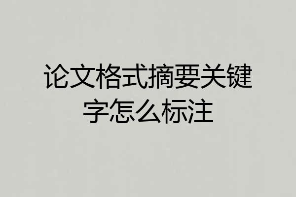 论文格式摘要关键字怎么标注