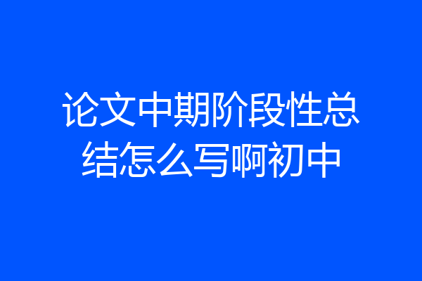 论文中期阶段性总结怎么写啊初中