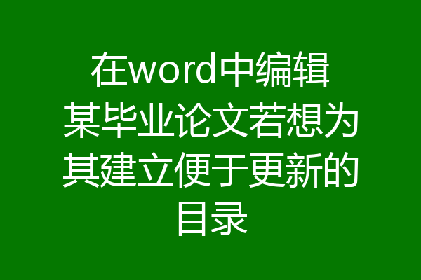 在word中编辑某毕业论文若想为其建立便于更新的目录