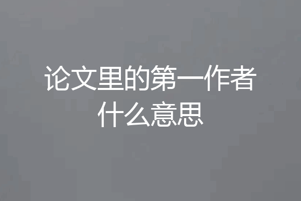 论文里的第一作者什么意思