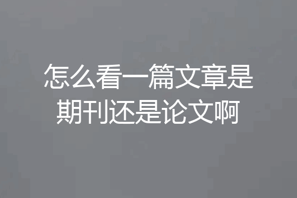 怎么看一篇文章是期刊还是论文啊