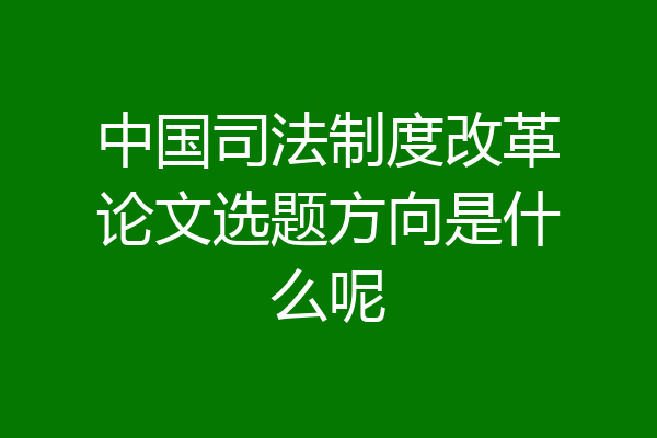中国司法制度改革论文选题方向是什么呢