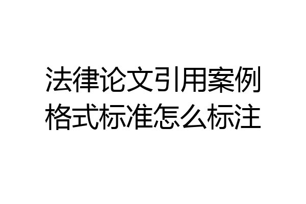 法律论文引用案例格式标准怎么标注