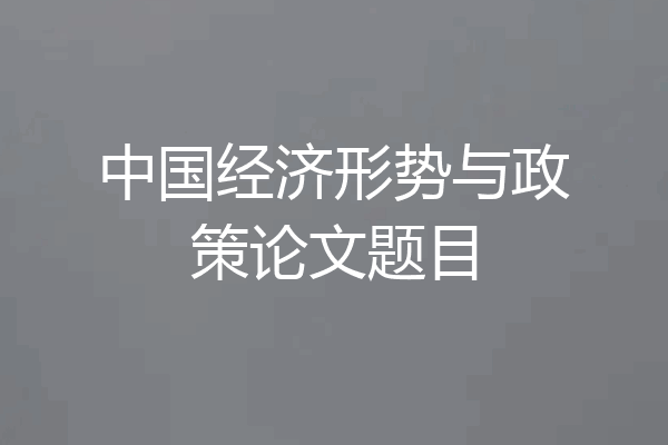 中国经济形势与政策论文题目