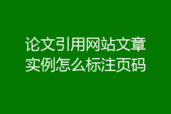 论文引用网站文章实例怎么标注页码