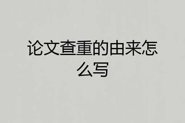 论文查重的由来怎么写