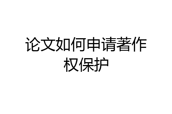 论文如何申请著作权保护