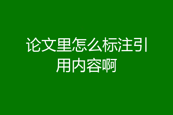 论文里怎么标注引用内容啊