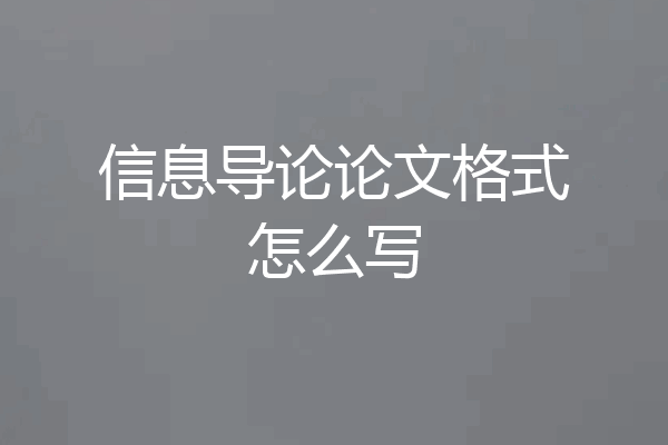 信息导论论文格式怎么写