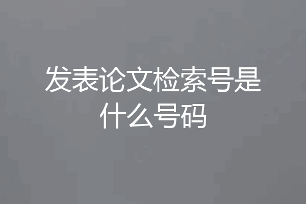 发表论文检索号是什么号码