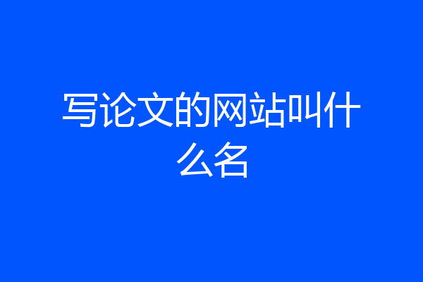 写论文的网站叫什么名