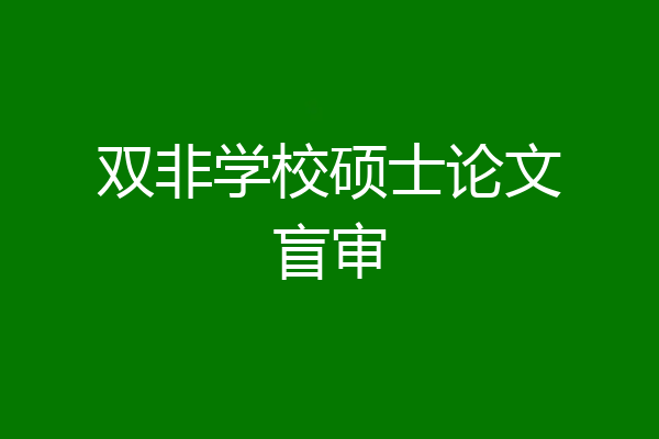 双非学校硕士论文盲审