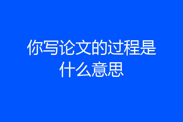 你写论文的过程是什么意思