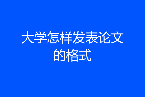 大学怎样发表论文的格式