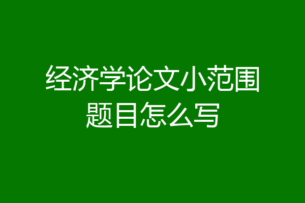 经济学论文小范围题目怎么写