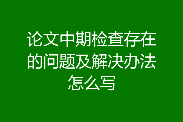 论文中期检查存在的问题及解决办法怎么写