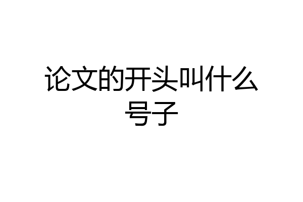 论文的开头叫什么号子