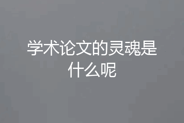 学术论文的灵魂是什么呢