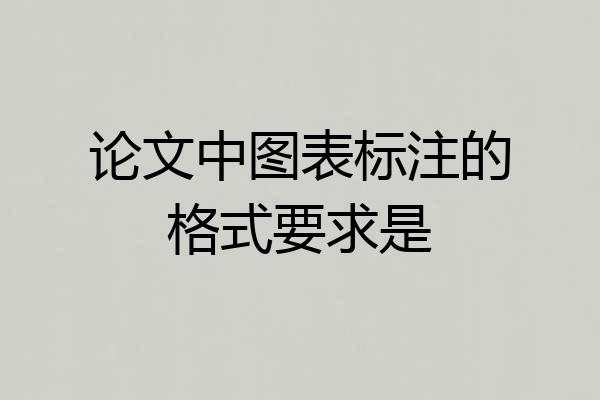 论文中图表标注的格式要求是