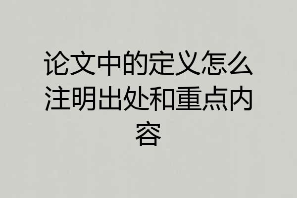 论文中的定义怎么注明出处和重点内容