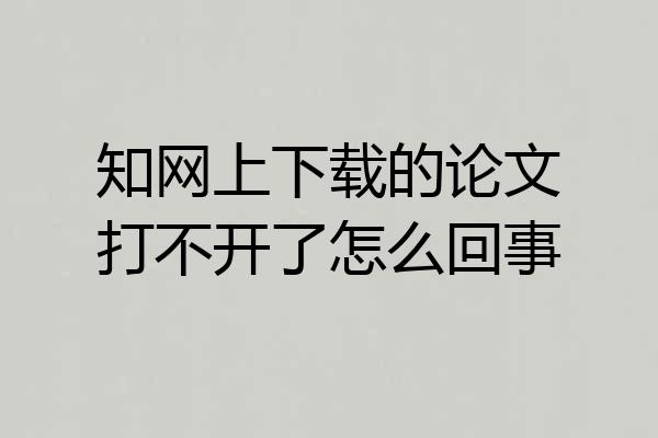 知网上下载的论文打不开了怎么回事