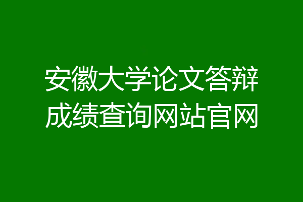安徽大学论文答辩成绩查询网站官网