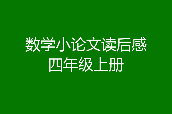 数学小论文读后感四年级上册
