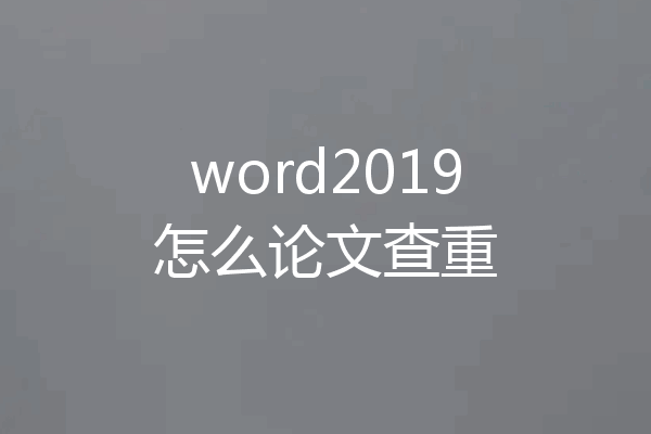 word2019怎么论文查重