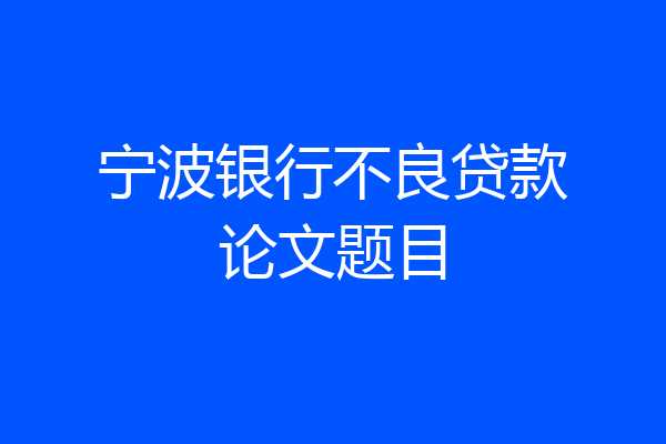 宁波银行不良贷款论文题目