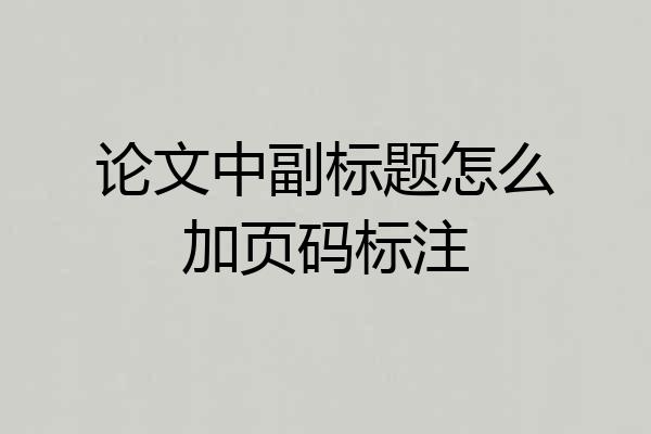 论文中副标题怎么加页码标注