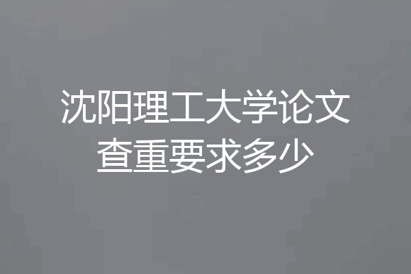 沈阳理工大学论文查重要求多少
