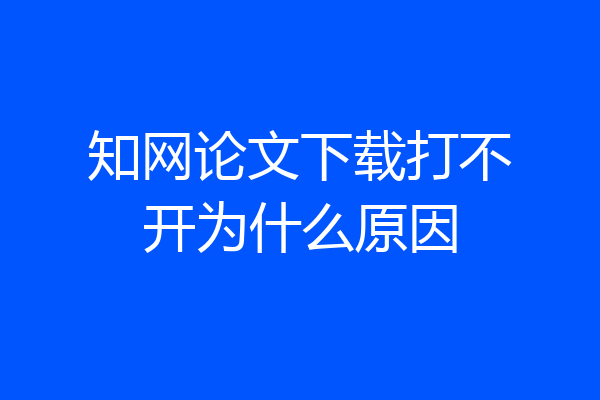 知网论文下载打不开为什么原因