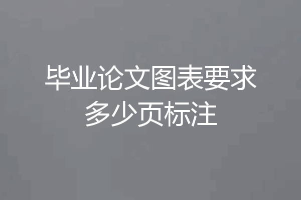 毕业论文图表要求多少页标注