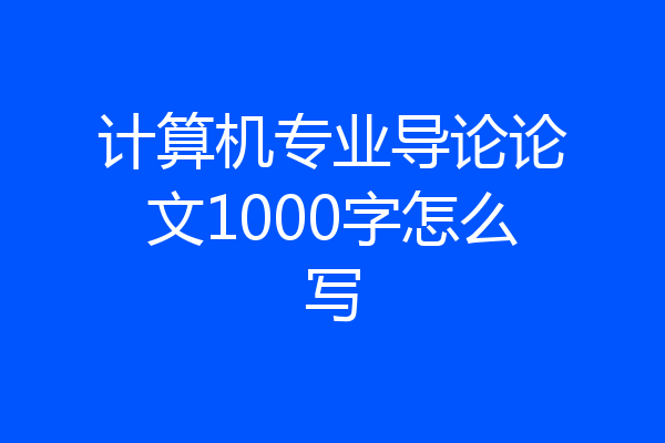 计算机专业导论论文1000字怎么写