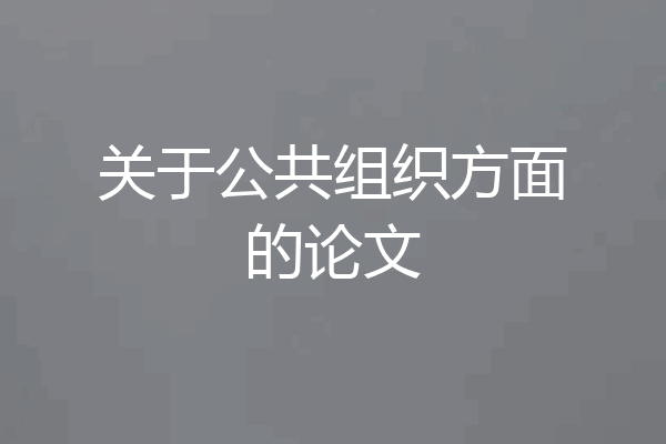 关于公共组织方面的论文