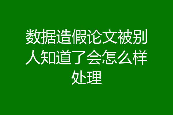 数据造假论文被别人知道了会怎么样处理